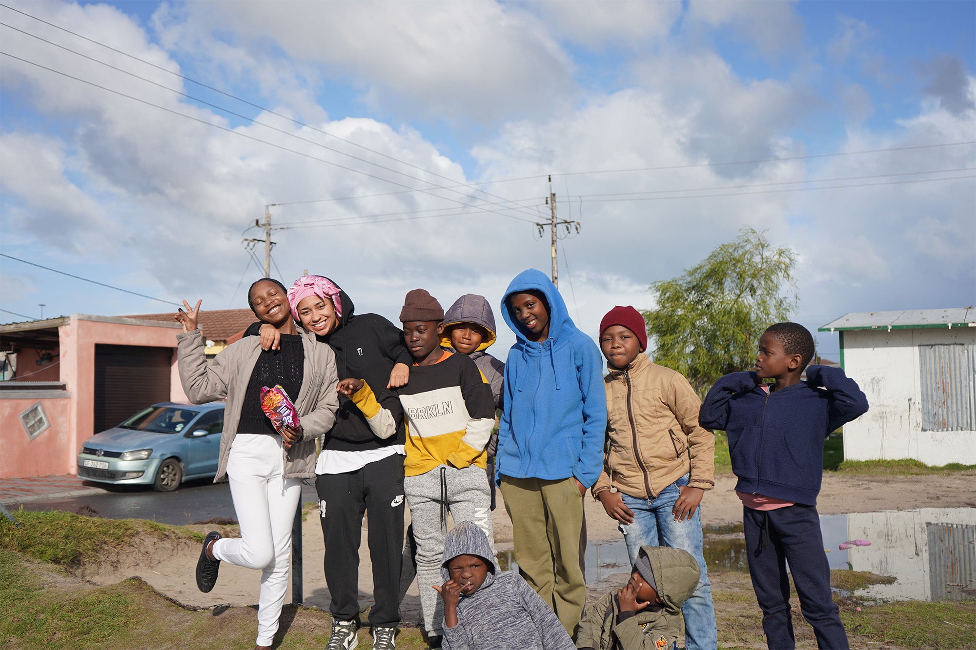 Samantha Henry and children in South Africa